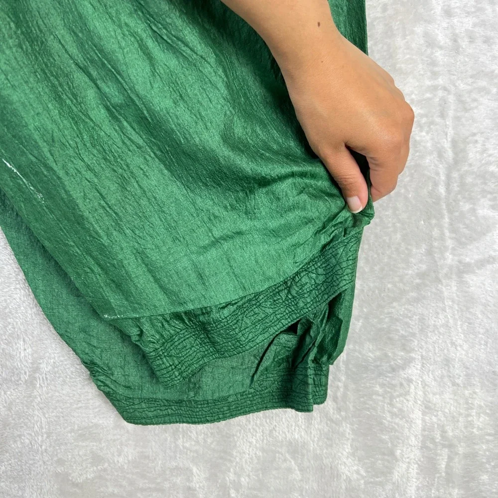 Vintage Textured Harem MC Hammer Pants Green Boho Baggy Trousers one size